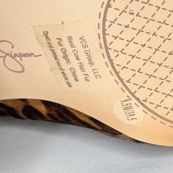 Jessica Simpson 9.5 Leather Cheetah Print Studded heel booties Real Cow Hair Fur - Picture 7 of 8